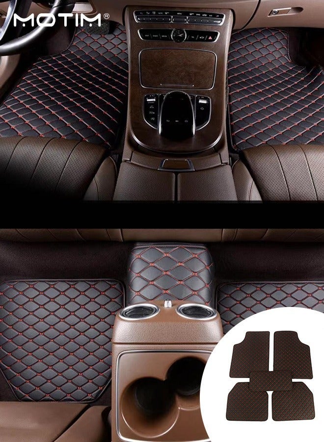 Motim 5 Pcs Leather Car Floor Mat Set for Cars SUVs and Trucks, Waterproof Car Flooring, Car Floor Liners All Weather Protection, Suitable for Most Vehicles - Image 2